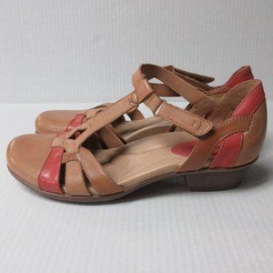 Women’s Tan and Coral Low Heel Sandals